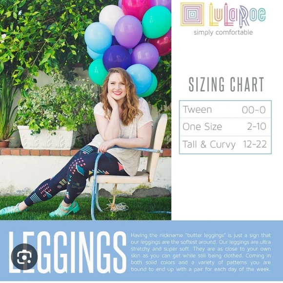 LuLaRoe Tall and Curvy Leggings - Floral Geometric Print - EUC - Picture 8 of 10